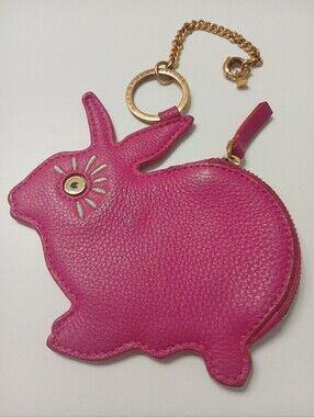 RARE Marc Jacobs Genuine Leather Pink Bunny Rabbit Coin Purse & Bag Charm